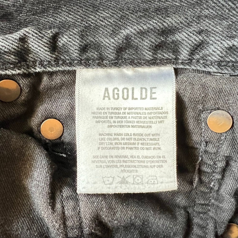 AGOLDE Riley High Rise Wide Crop Jeans Black Wash Denim Womens 29 - Picture 5 of 11